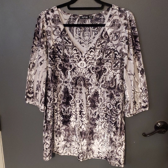 Apt. 9 Tops - Apt. 9 Women's Monochrome Patterned Blouse 1X